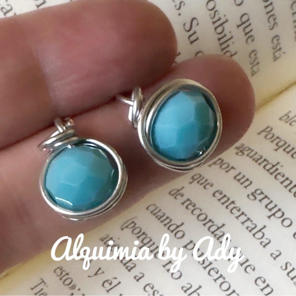 Alquimia Aqua Blue Crystal and Silver Earrings